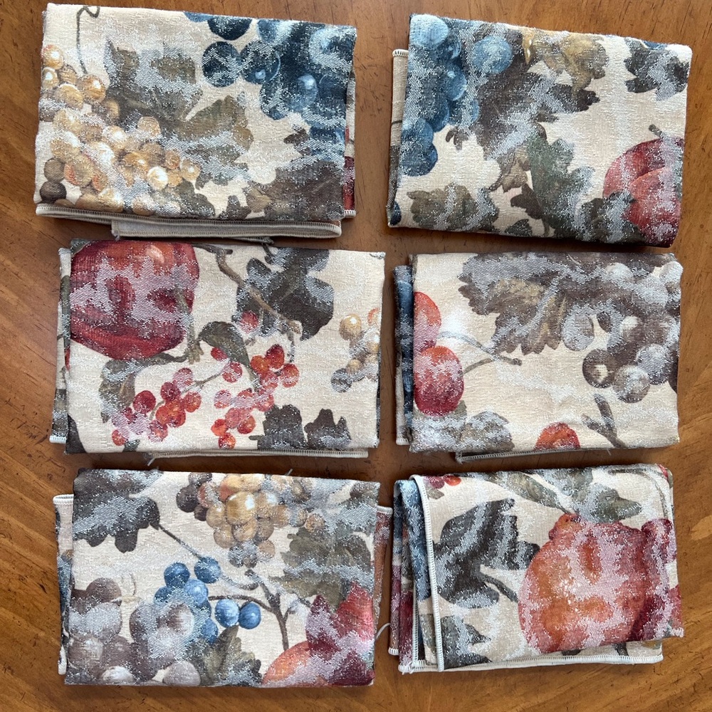 Set of 6 Fabric Fruit Napkins 17”